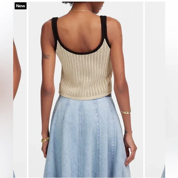 Madewell Beige Knit Tank with Black Trim - Picture 2 of 12